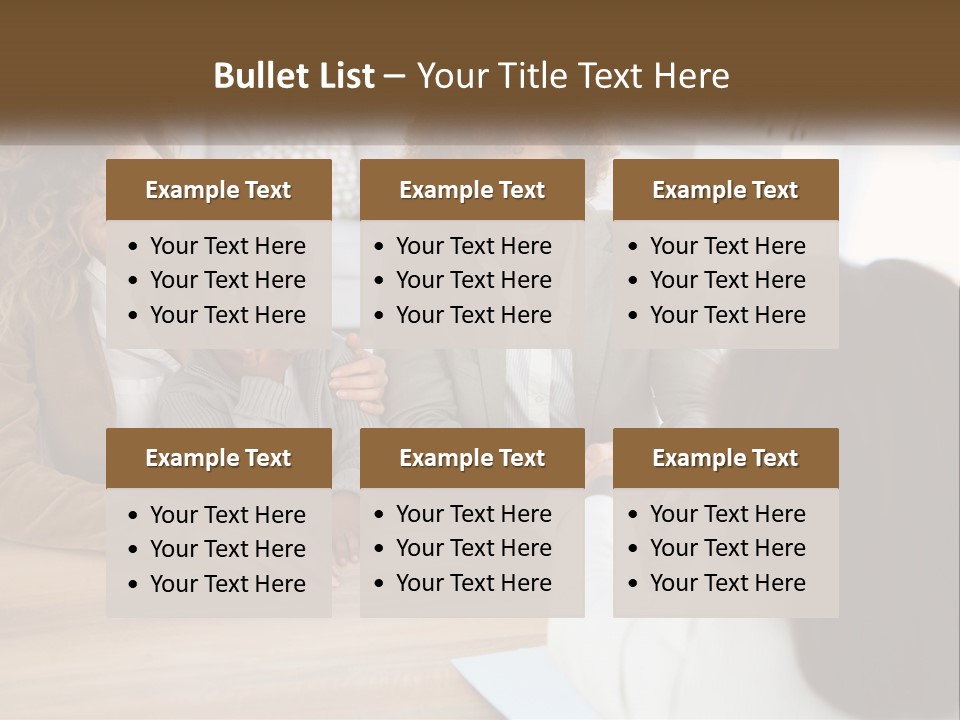 A Group Of People Sitting Around A Wooden Table PowerPoint Template