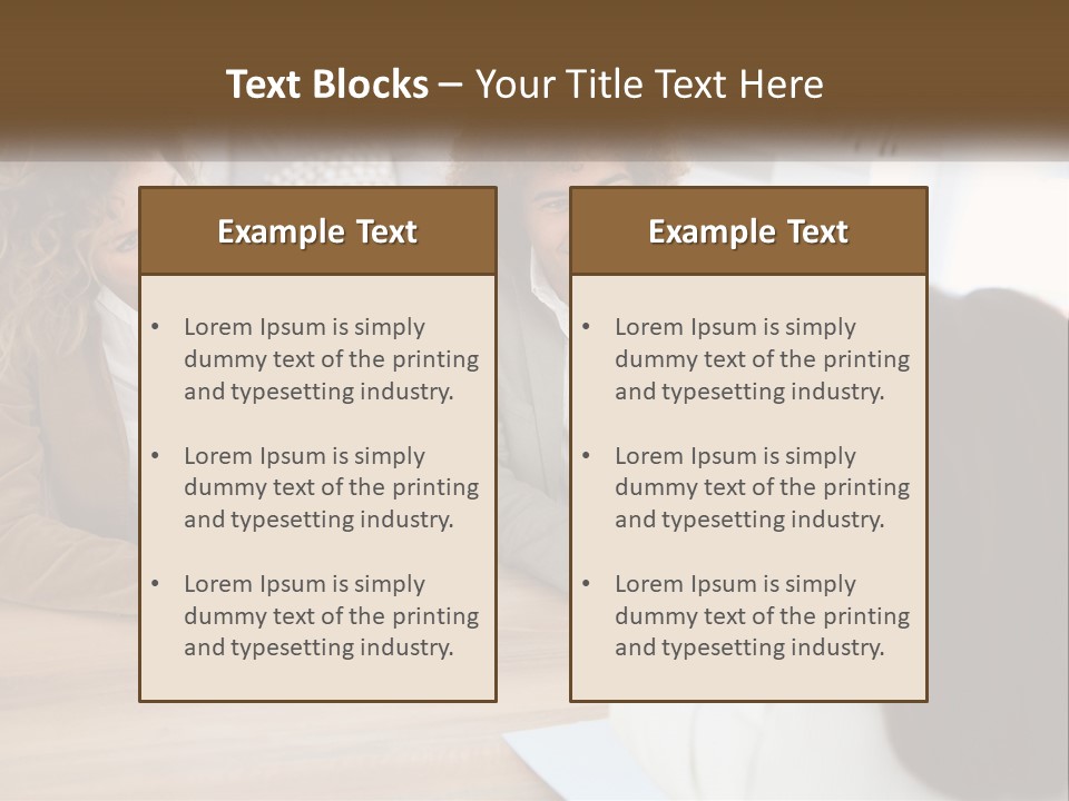 A Group Of People Sitting Around A Wooden Table PowerPoint Template