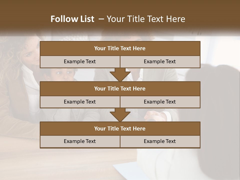 A Group Of People Sitting Around A Wooden Table PowerPoint Template