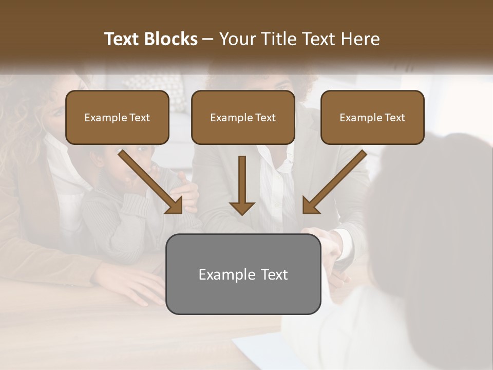 A Group Of People Sitting Around A Wooden Table PowerPoint Template