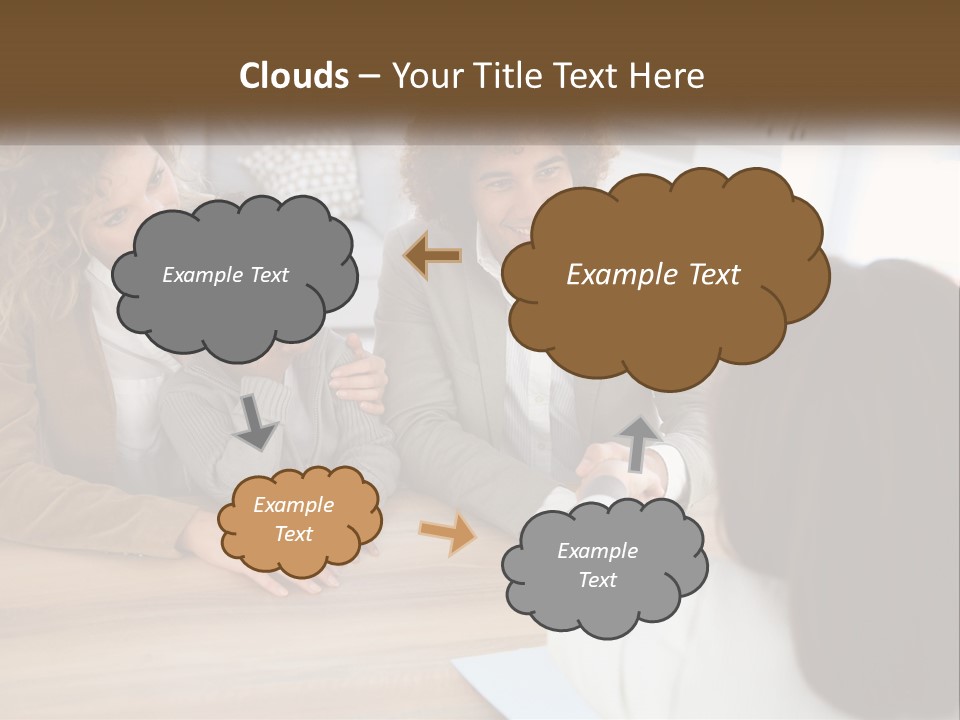 A Group Of People Sitting Around A Wooden Table PowerPoint Template