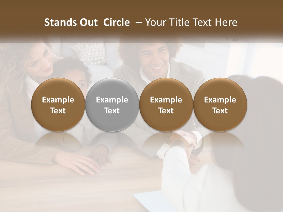 A Group Of People Sitting Around A Wooden Table PowerPoint Template