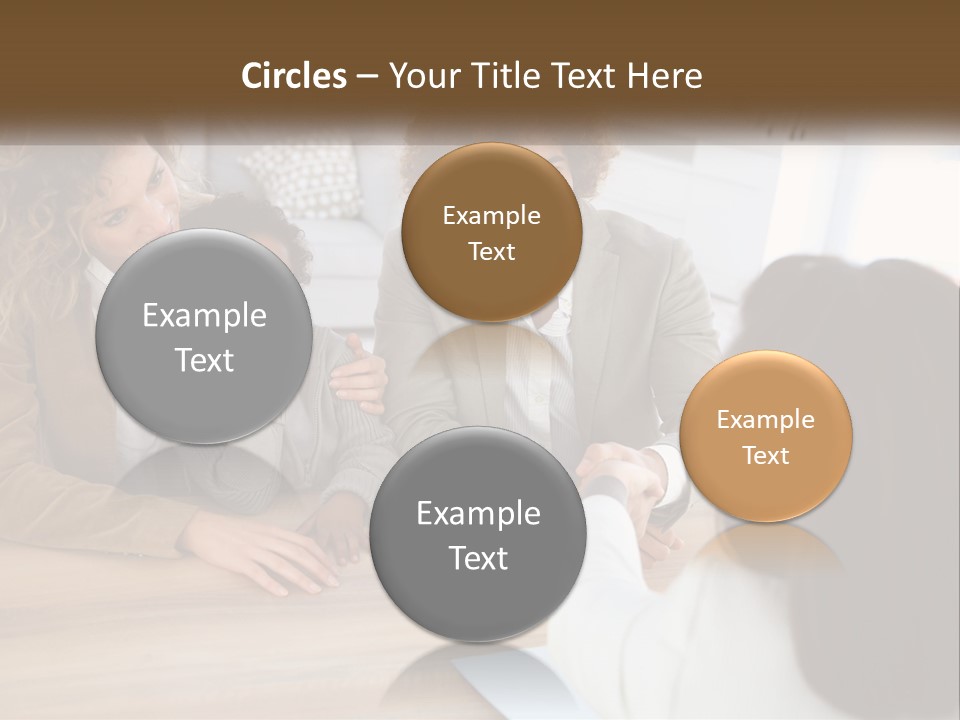 A Group Of People Sitting Around A Wooden Table PowerPoint Template