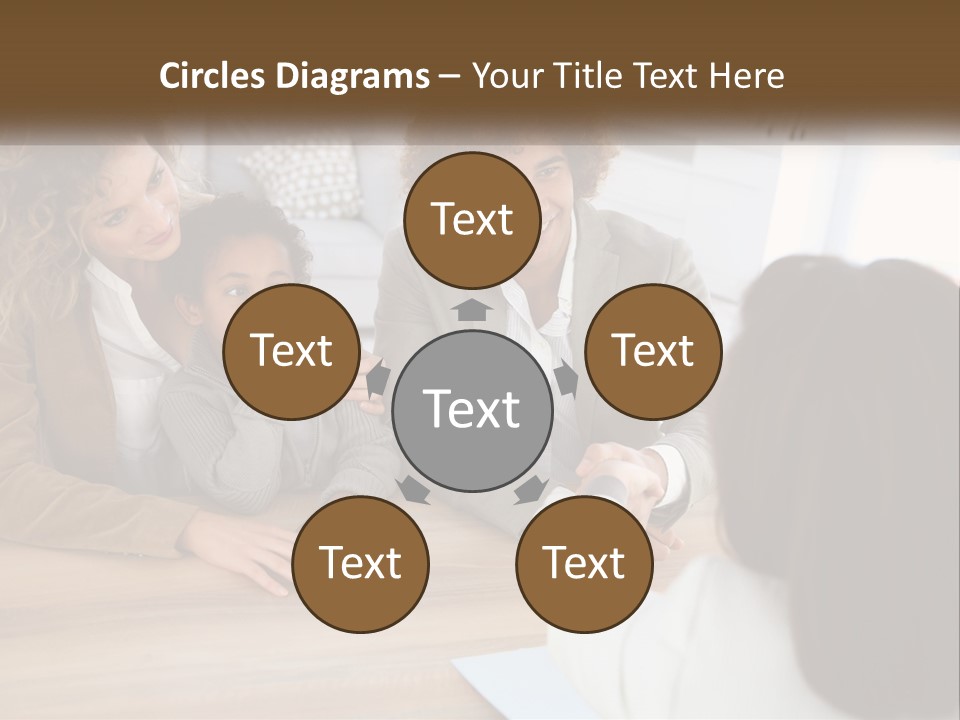 A Group Of People Sitting Around A Wooden Table PowerPoint Template