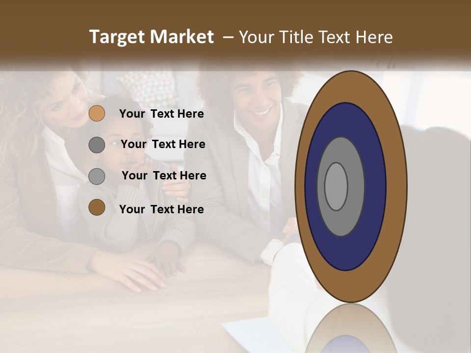 A Group Of People Sitting Around A Wooden Table PowerPoint Template