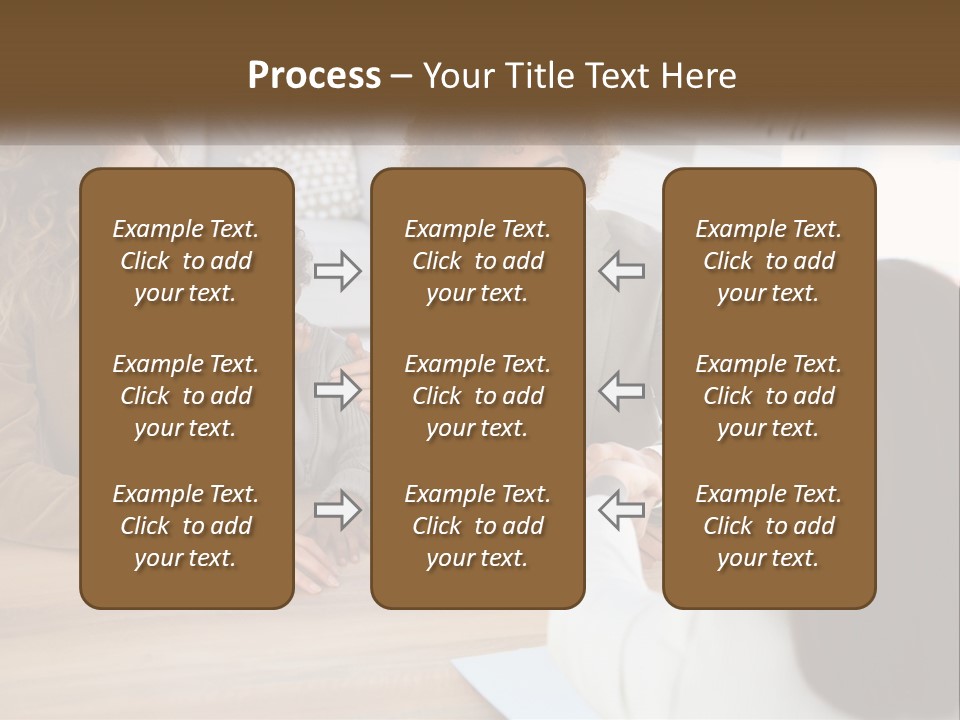 A Group Of People Sitting Around A Wooden Table PowerPoint Template