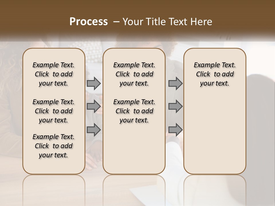 A Group Of People Sitting Around A Wooden Table PowerPoint Template