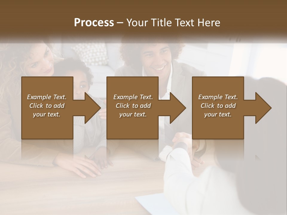 A Group Of People Sitting Around A Wooden Table PowerPoint Template