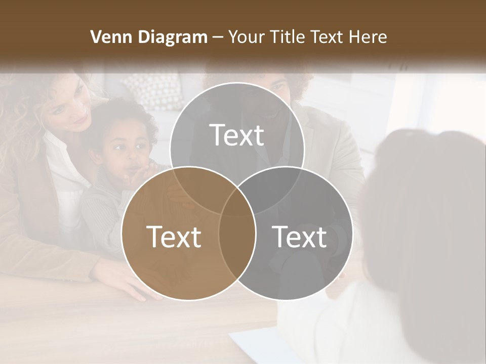 A Group Of People Sitting Around A Wooden Table PowerPoint Template