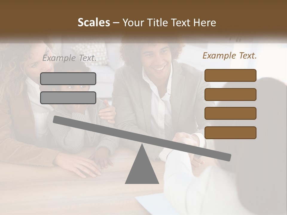 A Group Of People Sitting Around A Wooden Table PowerPoint Template