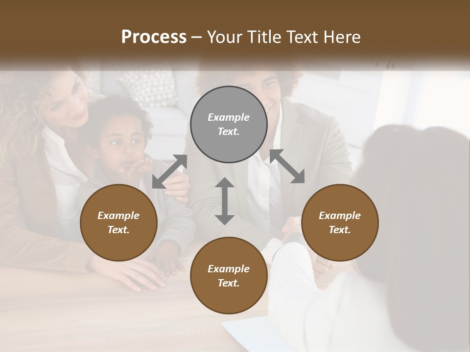 A Group Of People Sitting Around A Wooden Table PowerPoint Template