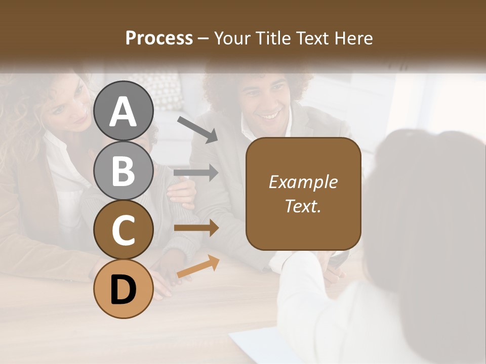 A Group Of People Sitting Around A Wooden Table PowerPoint Template