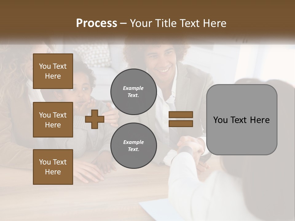 A Group Of People Sitting Around A Wooden Table PowerPoint Template
