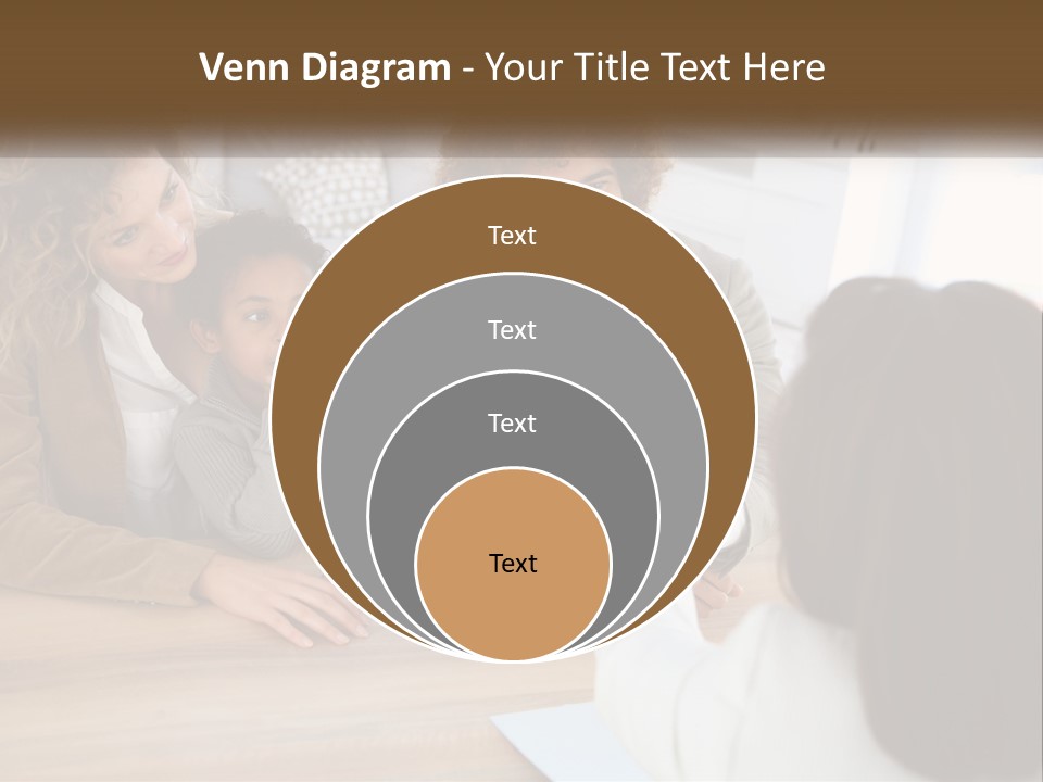 A Group Of People Sitting Around A Wooden Table PowerPoint Template