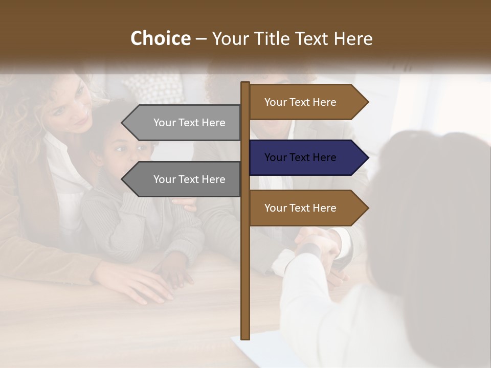 A Group Of People Sitting Around A Wooden Table PowerPoint Template