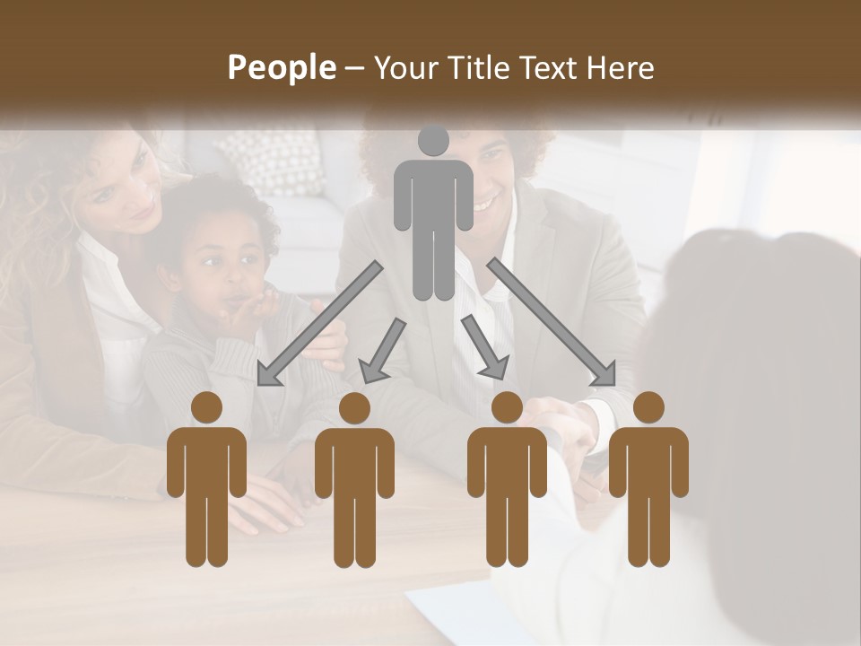 A Group Of People Sitting Around A Wooden Table PowerPoint Template