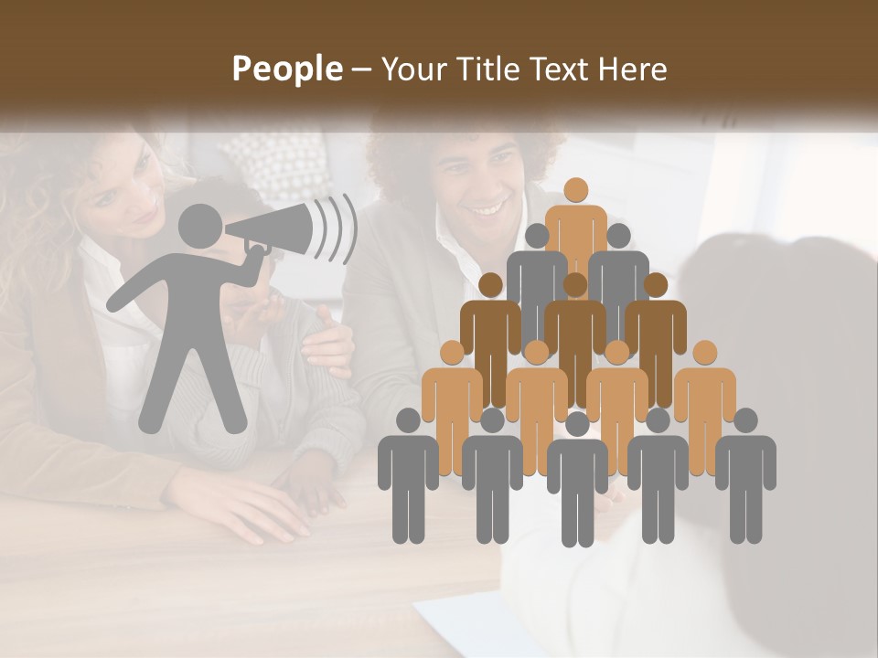 A Group Of People Sitting Around A Wooden Table PowerPoint Template