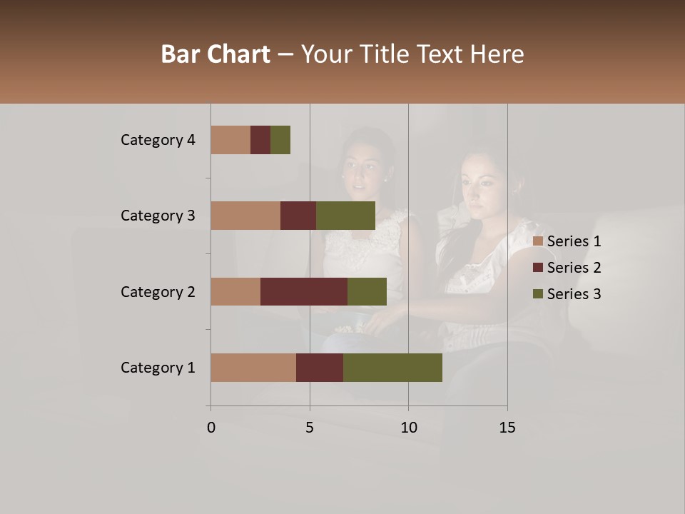 Two Girls Sitting On A Couch Watching A Movie PowerPoint Template