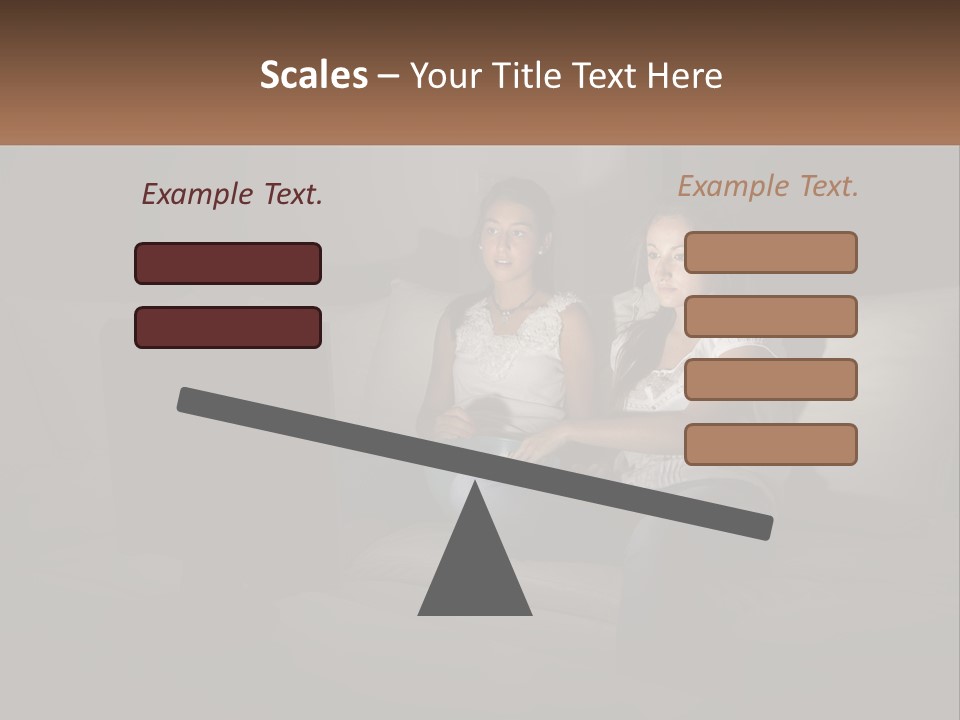Two Girls Sitting On A Couch Watching A Movie PowerPoint Template