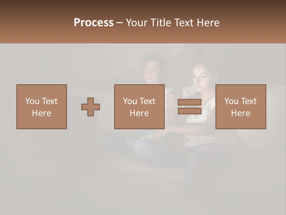 Two Girls Sitting On A Couch Watching A Movie PowerPoint Template