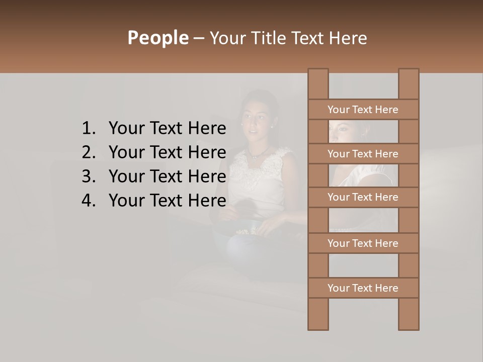 Two Girls Sitting On A Couch Watching A Movie PowerPoint Template