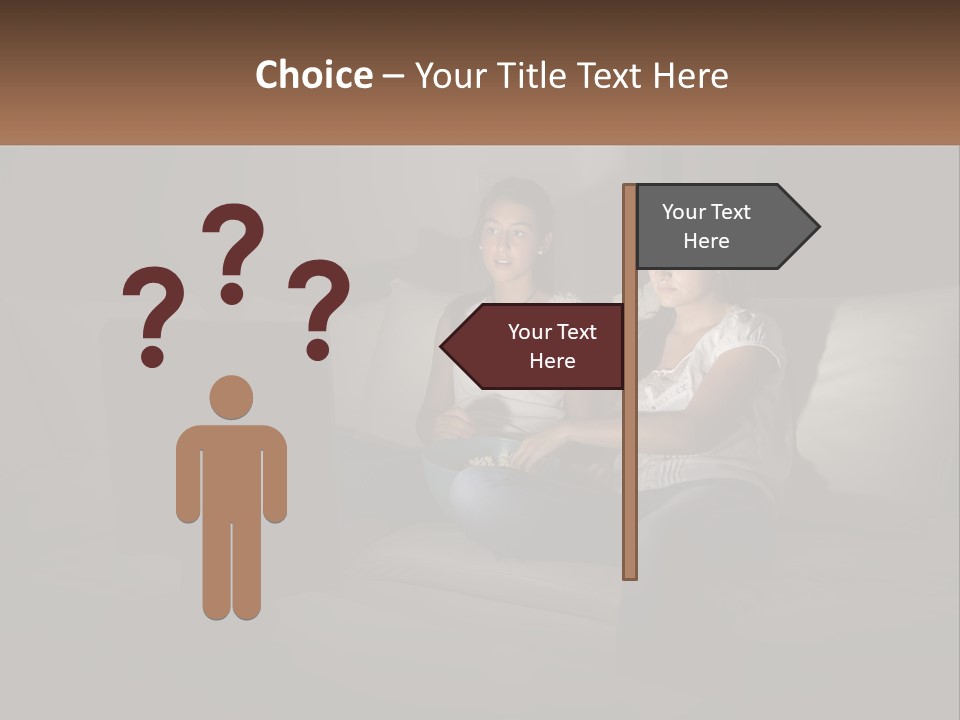 Two Girls Sitting On A Couch Watching A Movie PowerPoint Template