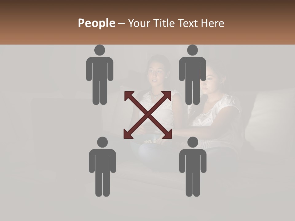 Two Girls Sitting On A Couch Watching A Movie PowerPoint Template