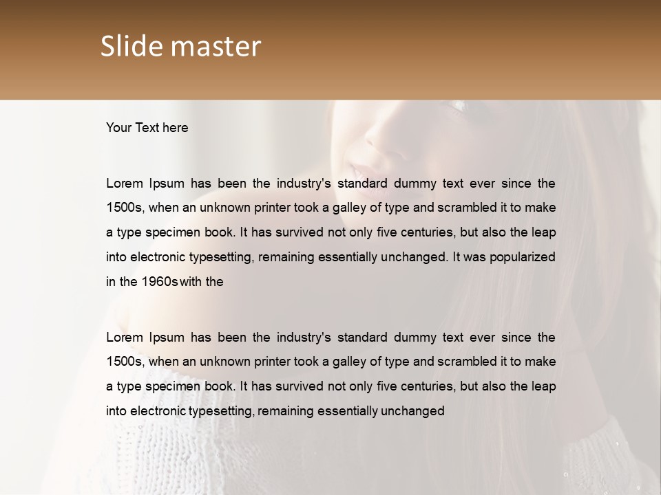 A Woman With Long Hair Is Posing For A Picture PowerPoint Template