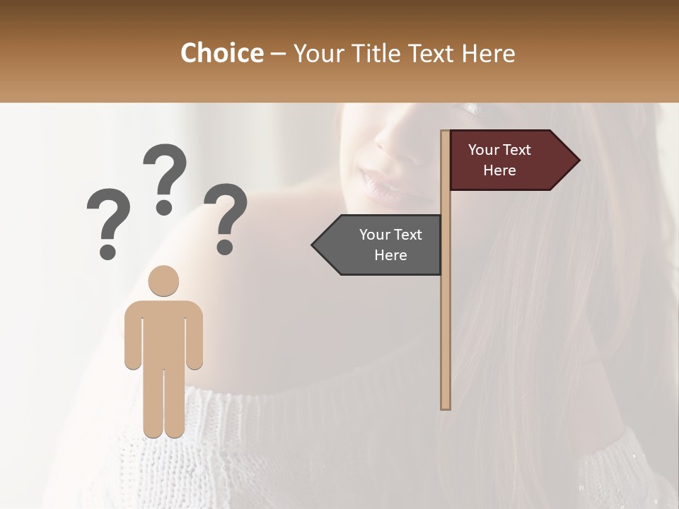 A Woman With Long Hair Is Posing For A Picture PowerPoint Template