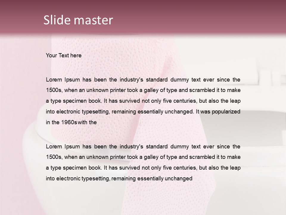 A White Toilet With A Pink Towel On Top Of It PowerPoint Template