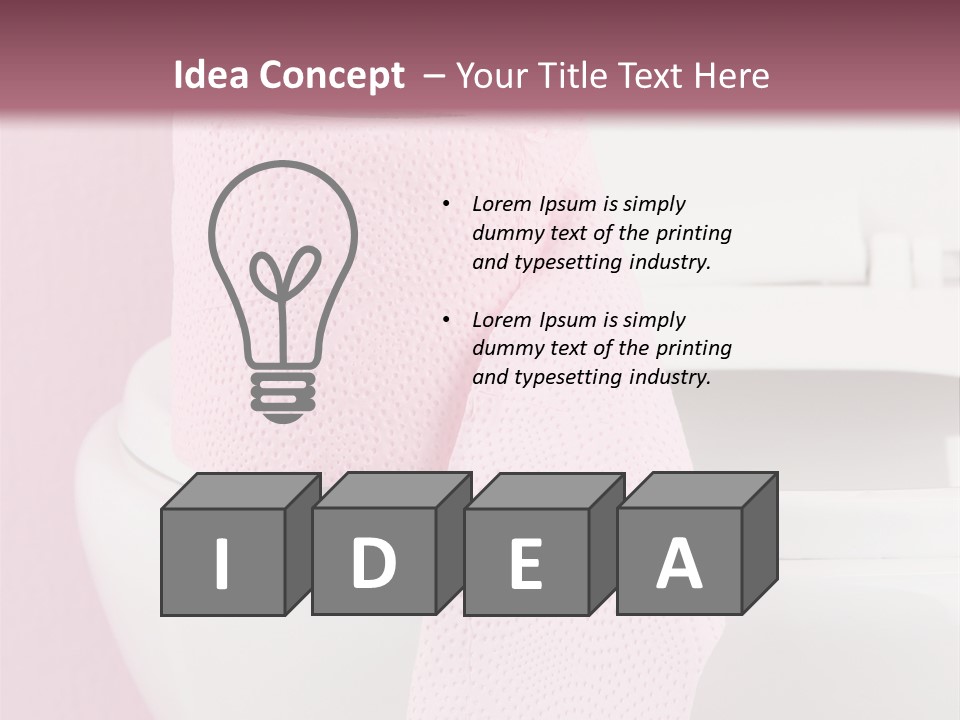 A White Toilet With A Pink Towel On Top Of It PowerPoint Template