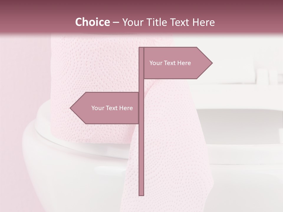 A White Toilet With A Pink Towel On Top Of It PowerPoint Template