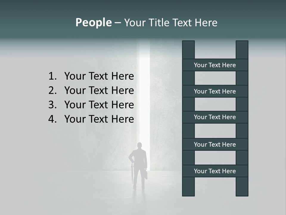 A Man Standing In Front Of A Light At The End Of A Tunnel PowerPoint Template