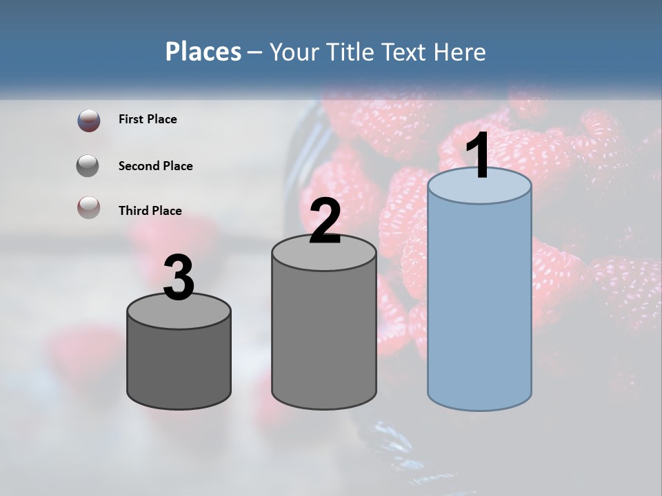 A Basket Filled With Raspberries On Top Of A Wooden Table PowerPoint Template