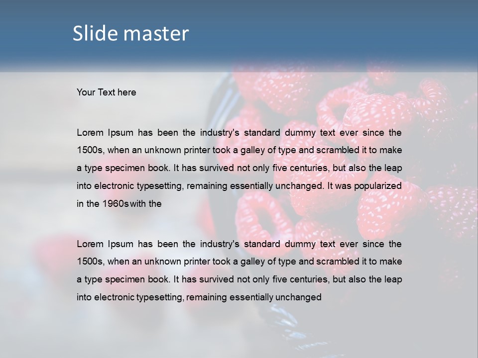 A Basket Filled With Raspberries On Top Of A Wooden Table PowerPoint Template