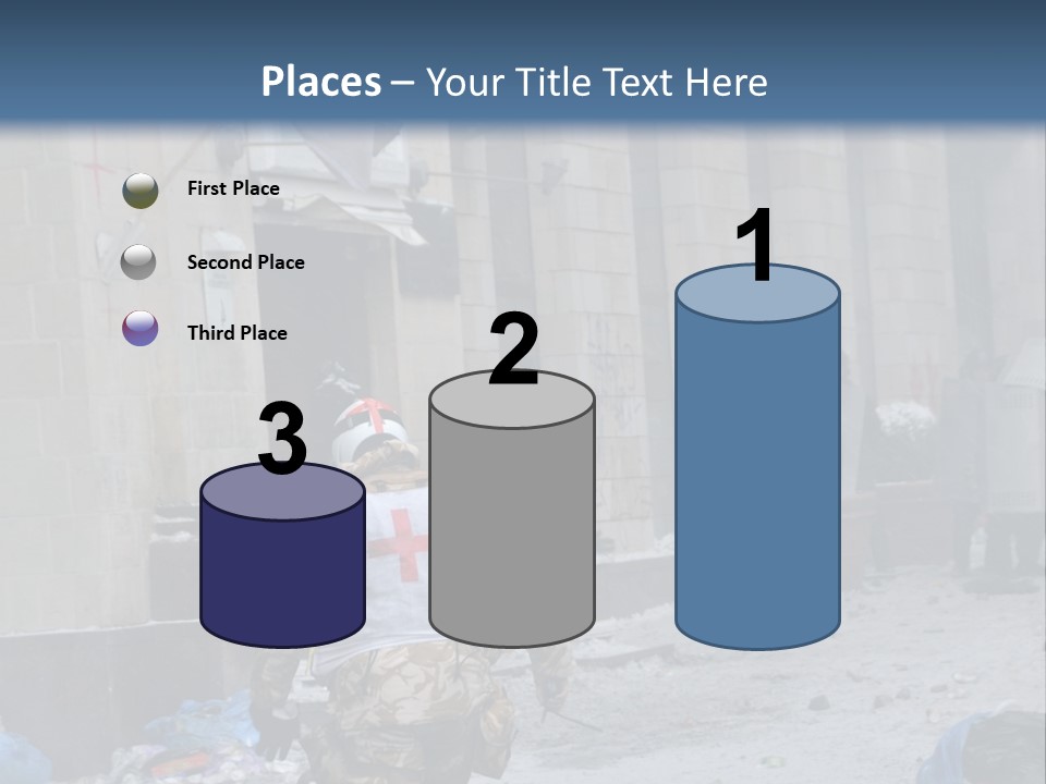 A Man Walking Down A Street In Front Of A Building PowerPoint Template