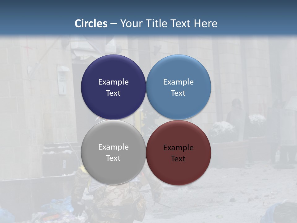 A Man Walking Down A Street In Front Of A Building PowerPoint Template