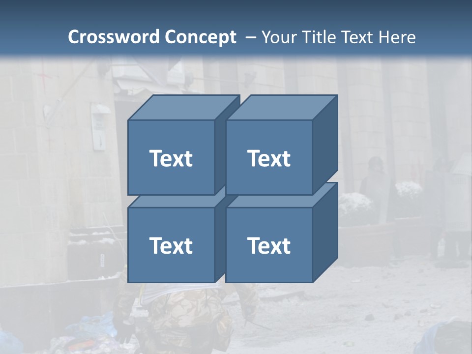 A Man Walking Down A Street In Front Of A Building PowerPoint Template