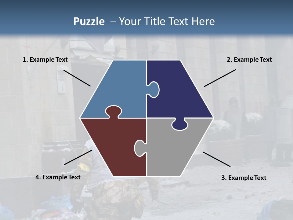 A Man Walking Down A Street In Front Of A Building PowerPoint Template