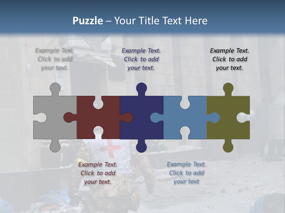 A Man Walking Down A Street In Front Of A Building PowerPoint Template