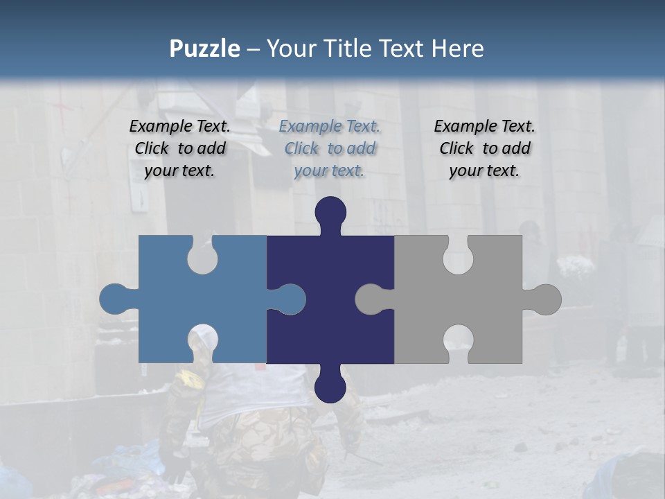 A Man Walking Down A Street In Front Of A Building PowerPoint Template