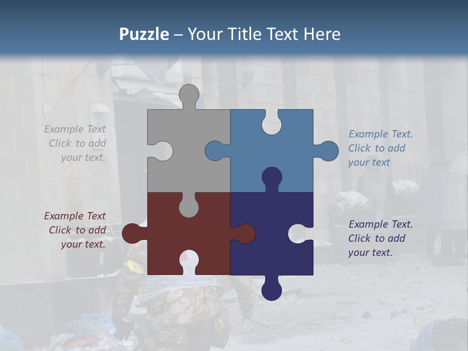 A Man Walking Down A Street In Front Of A Building PowerPoint Template