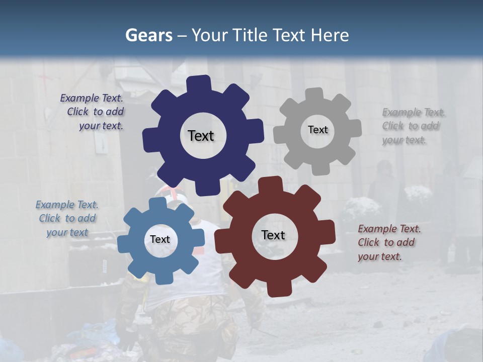 A Man Walking Down A Street In Front Of A Building PowerPoint Template