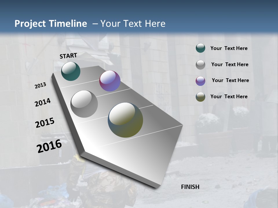 A Man Walking Down A Street In Front Of A Building PowerPoint Template
