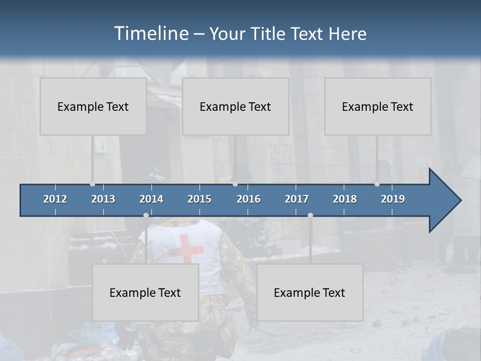 A Man Walking Down A Street In Front Of A Building PowerPoint Template