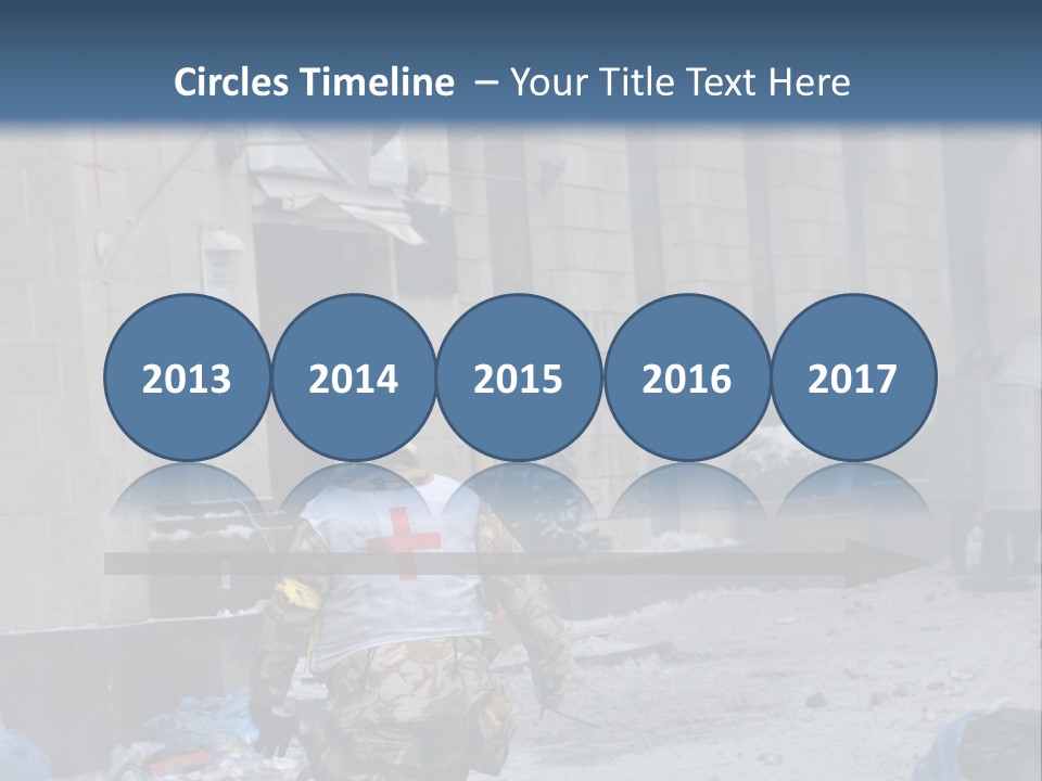 A Man Walking Down A Street In Front Of A Building PowerPoint Template