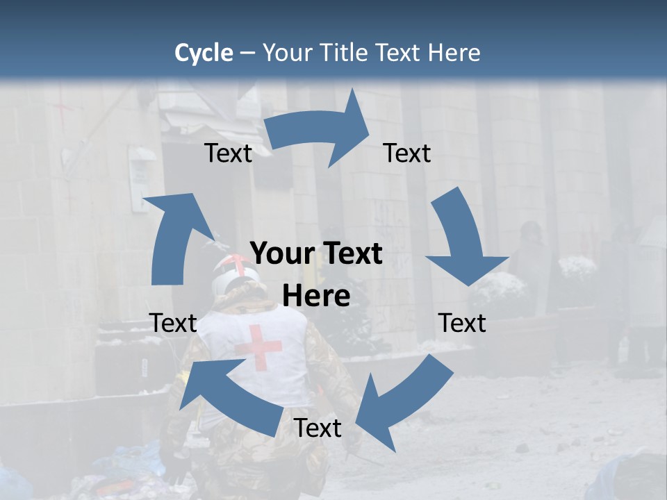 A Man Walking Down A Street In Front Of A Building PowerPoint Template