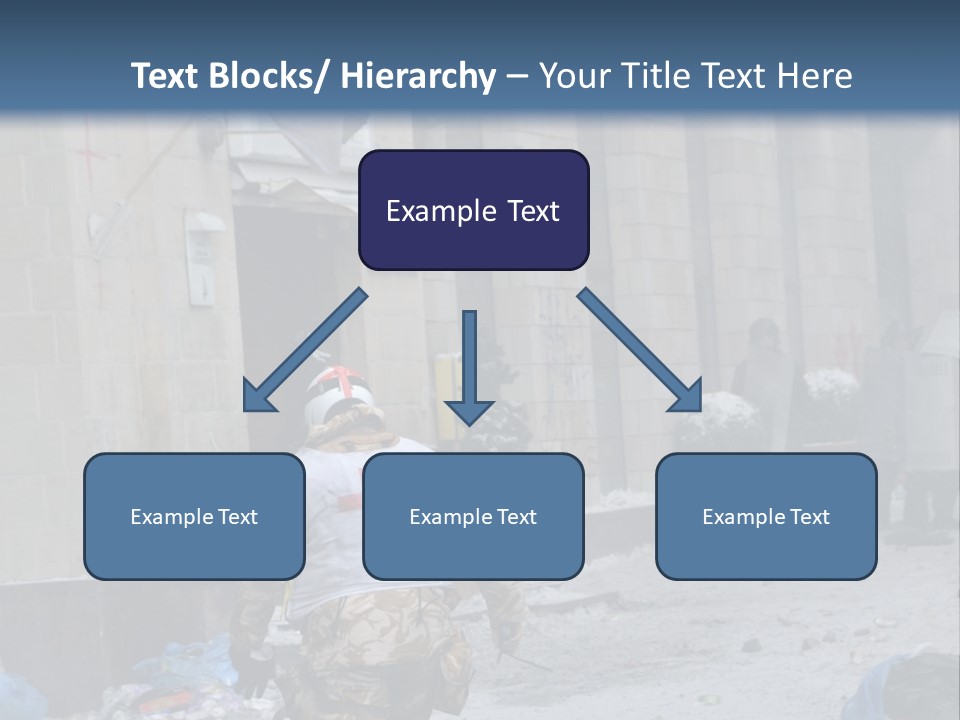 A Man Walking Down A Street In Front Of A Building PowerPoint Template