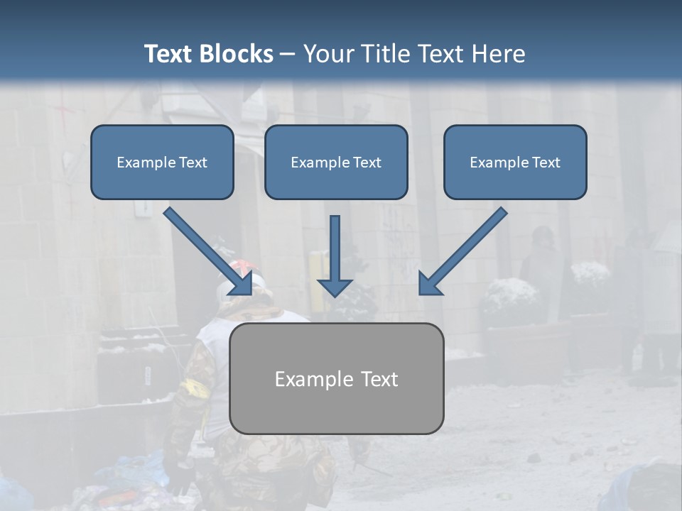 A Man Walking Down A Street In Front Of A Building PowerPoint Template