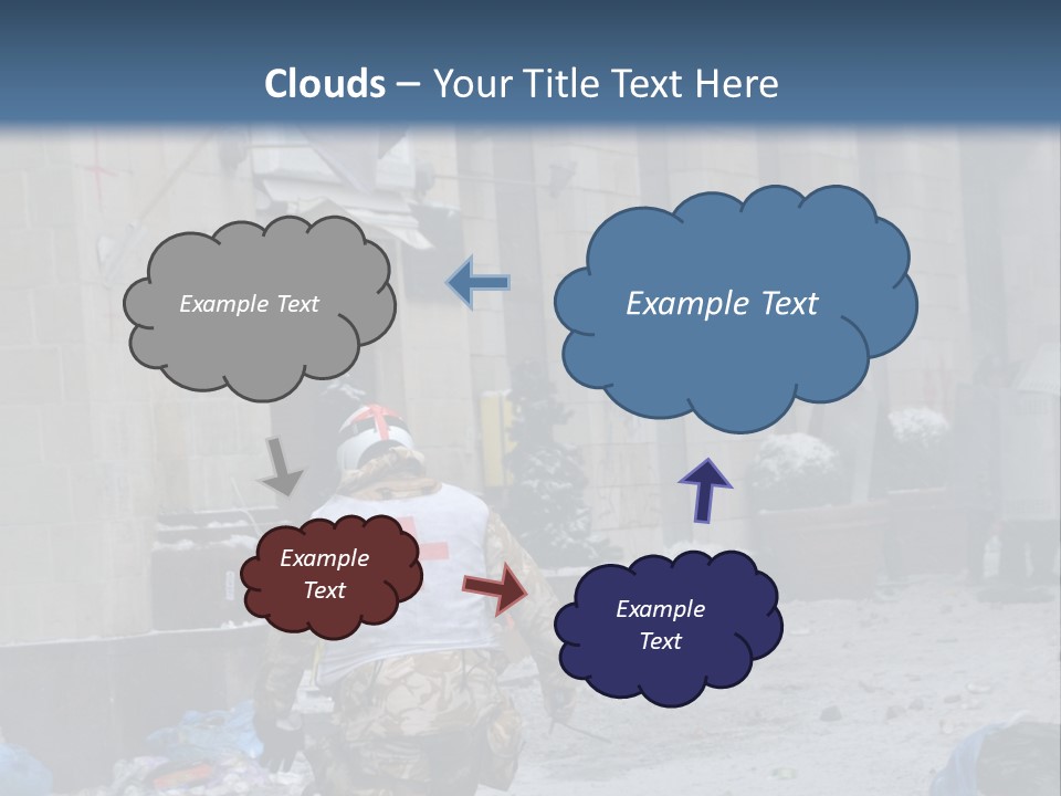 A Man Walking Down A Street In Front Of A Building PowerPoint Template